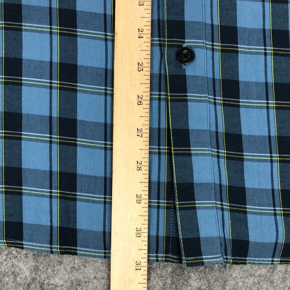 Oakley Button Up Shirt Mens XXL Blue Plaid Long Sleeve Pocket Logo Cotton Blend - Picture 9 of 10